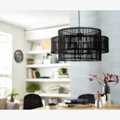 Habitat Habitat Bamboo 2 Tier Pendant Shade - Black
