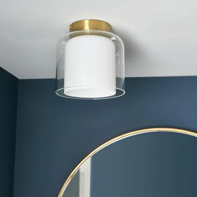 Habitat Shore Light Ava Metal & Glass Flush Ceiling Light - Gold