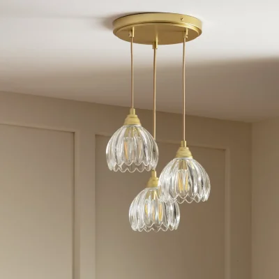 Habitat Habitat Petal Glass 3 Light Cluster Ceiling Light - Brass