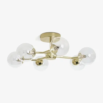 Habitat Habitat Molecular 6 Light Flush to Ceiling Light - Brass