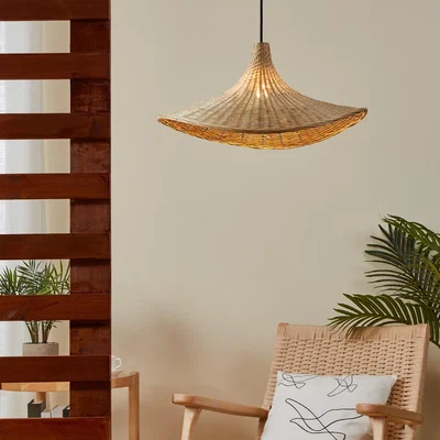 Habitat EGLO Haxey Wicker & Steel Pendant Light - Natural