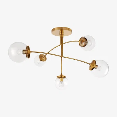 Heal's Visual Comfort Prescott Mobile Chandelier Pendant Light Soft Brass & Clear Glass Medium