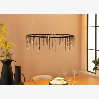 Heal's Heal's Solaris LED Round Chandelier Pendant Light Black Chrome Single