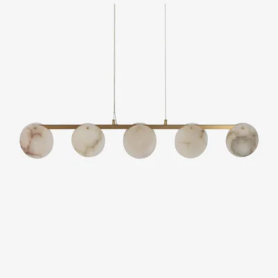 Heal's Heal's Ebro Alabaster Long 5 Light Pendant Brushed Gold