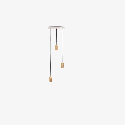 Heal's Tala Small White Canopy With 3 Oak Pendants - Heal's UK Lighting
