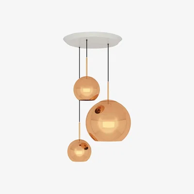 Heal's Tom Dixon Copper LED Pendant Light System Trio Round Copper - Heal's UK Lighting