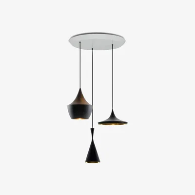 Heal's Tom Dixon Beat LED Trio Round Pendant Light System Black