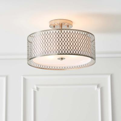 Homebase Orton Flush Ceiling Light - Nickel Effect