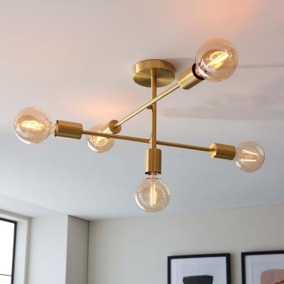Homebase Logie Semi Flush Ceiling Light - Brass Effect