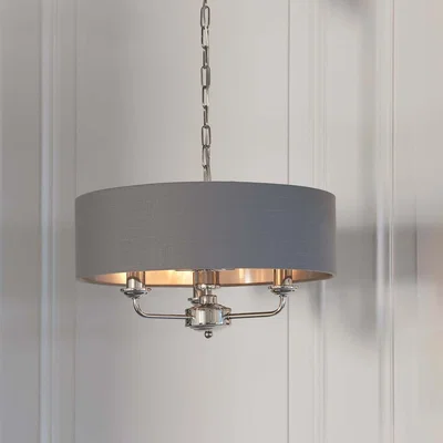 Homebase Highclere Pendant Light - 3lt Nickel