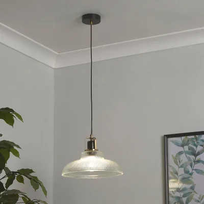 Homebase Glossop Ceiling Pendant Light - Glass Shade