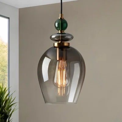 Homebase Manila Pendant Lamp Shade - Charcoal Glass