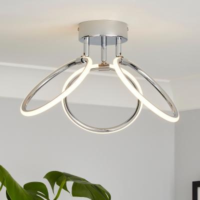 Homebase Hudson 3 Ring LED Semi Flush Ceiling Light - Chrome