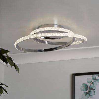 Homebase Sasha LED Flush Ceiling Light - Chrome & Crystal