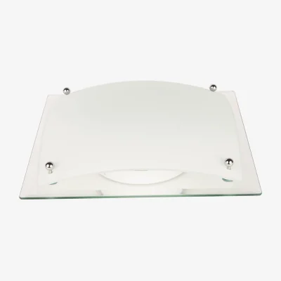 Homebase Glacier Oyster 32cm Square Flush Ceiling Light - White