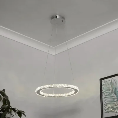 Homebase Atlanta LED Single Tier Ceiling Pendant Light - Chrome