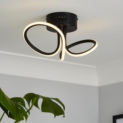 Homebase Holden LED Looped Semi Flush Ceiling Light - Black