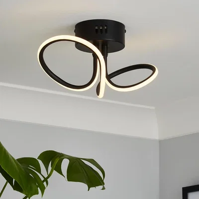 Homebase Holden LED Looped Semi Flush Ceiling Light - Black