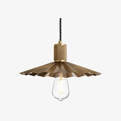 Industville Knurled Pleated Slope Pendant Light - Brass