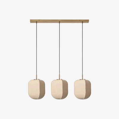 Industville Bloxham Rectangular 3 Wire Cluster Pendant  Light - Natural - Brass