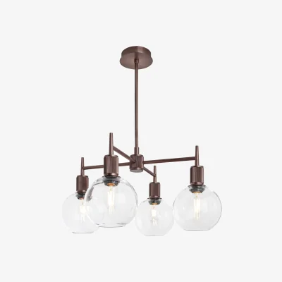 Industville Henley 4 Arm Pendant Light - Glass Globe 7 Inch