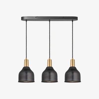 Industville Sleek Cone 3 Wire Cluster Lights - 7 inch - Pewter