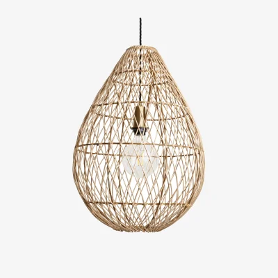 Industville Coastal Rattan Ceiling Pendant Light - 16 inch - Drop
