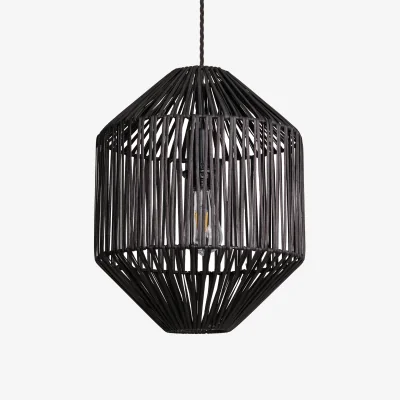 Industville Boho Rattan Ceiling Pendant Light - 12 Inch - Diamond