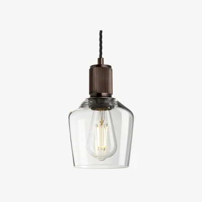 Industville Ribbed Glass Schoolhouse Pendant - 5.5 Inch