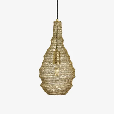 Industville Beehive Wire Cage Metal Mesh Pendant Light - Drop - Small
