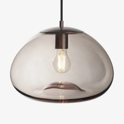 Industville Preston Smoked Glass Mushroom Pendant Light - Mocha