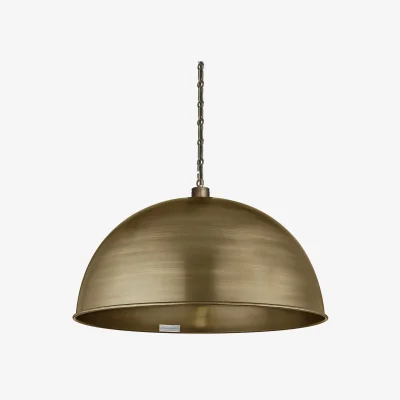 Industville Albany Giant Dome Pendant Light - 24 Inch - Brass - Brass Chain Holder