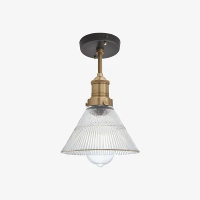 Industville Brooklyn Glass Funnel Flush Mount - 7 Inch -  Brass Holder