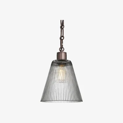 Industville Albany Chain Glass Funnel Pendant Light - 8 Inch - Clear