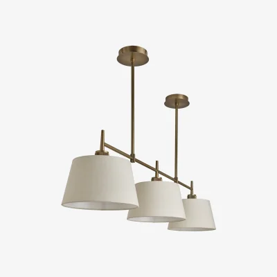 Industville Henley Triple Bar Pendant Light - Natural Cotton Shades