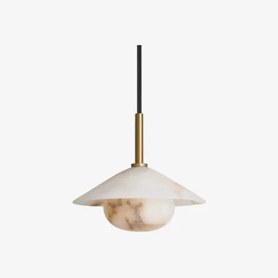 Industville Alabaster Stone Slope Pendant Light - 8 Inch - Brass