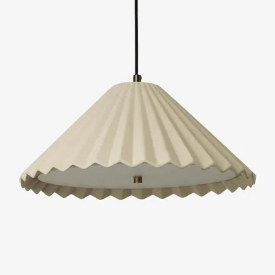 Industville Wycombe Ceramic Umbrella Pleated Pendant Light - Natural