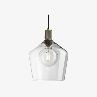 Industville Ribbed Glass Schoolhouse Pendant - 10 Inch