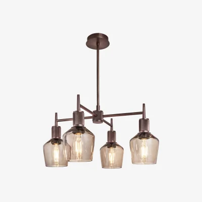 Industville Henley 4 Arm Pendant Light -  Glass Schoolhouse 5.5 Inch