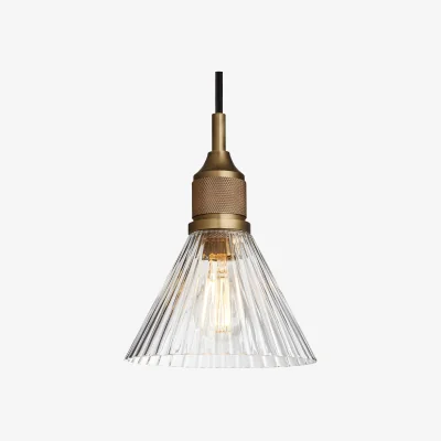 Industville Noho Glass Ribbed Funnel Pendant Light - 7 Inch