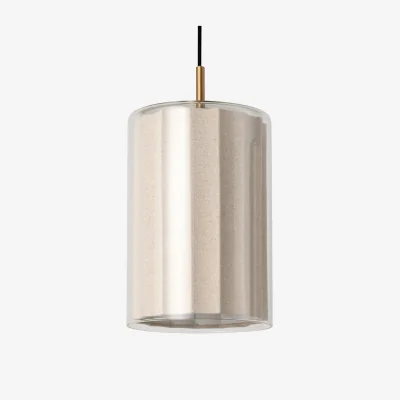 Industville Bude Cylinder Linen Pendant Light - Clear Glass
