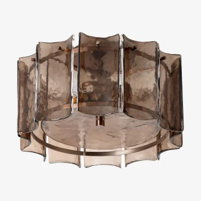 Industville Amberley Round Flush Mount Light - 16 Inch - Bronze & Mocha