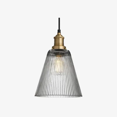 Industville Brooklyn Glass Funnel Pendant Light - 8 Inch - Clear