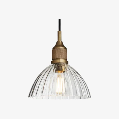 Industville Noho Glass Ribbed Dome Pendant Light - 8 Inch