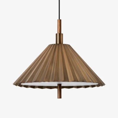Industville Wycombe Umbrella Pleated Pendant Light - Brass