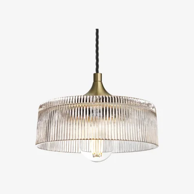 Industville Chelsea Glass Dish Pendant Light - 8 Inch - Clear