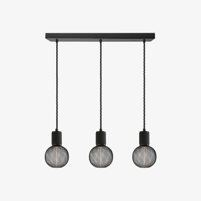 Industville Knurled Edison Cluster Lights - Wire - Black