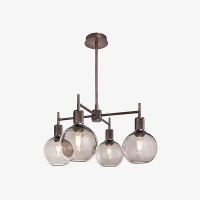 Industville Henley 4 Arm Pendant Light - Glass Globe 7 Inch