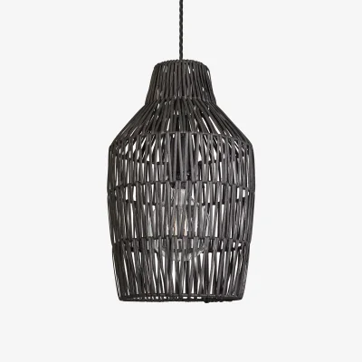 Industville Boho Rattan Ceiling Pendant Light - 11 Inch - Vase