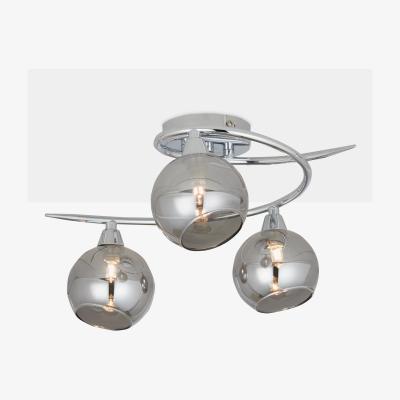 John Lewis ANYDAY John Lewis & Partners Ribbon Semi Flush, 2 Arm Smoked Glass Ceiling Light, Chrome/Grey